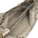 サルヴァトーレ・フェラガモ Salvatore Ferragamo パイソン チェーンショルダー ベージュ ファブリック パイソン トートバッグ ゴールド金具 肩掛け
