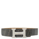 エルメス HERMES コンスタンスH グラファイト ポロサス #110 ベルト シルバー金具 クロコ Hバックル