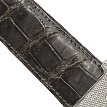 エルメス HERMES コンスタンスH グラファイト ポロサス #110 ベルト シルバー金具 クロコ Hバックル