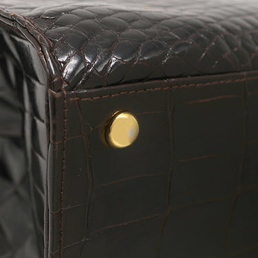 コンテス COMTESSE クロコダイル ブラウン クロコダイル ハンドバッグ ゴールド金具