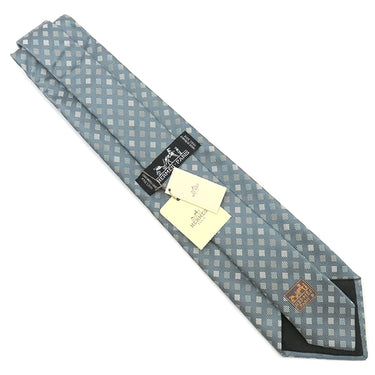 エルメス HERMES クラバット 9cm グリフォンセ×ベージュ シルク ネクタイ ダイヤ柄 斜め格子