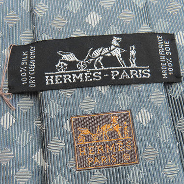 エルメス HERMES クラバット 9cm グリフォンセ×ベージュ シルク ネクタイ ダイヤ柄 斜め格子