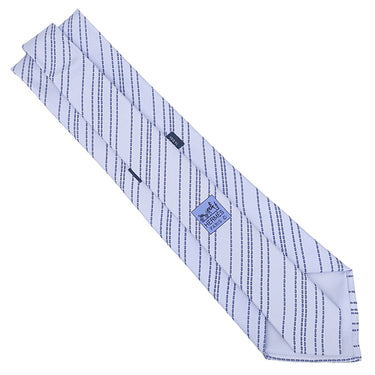 エルメス HERMES シルクタイ 9cm ブルー シルク ネクタイ ストライプ