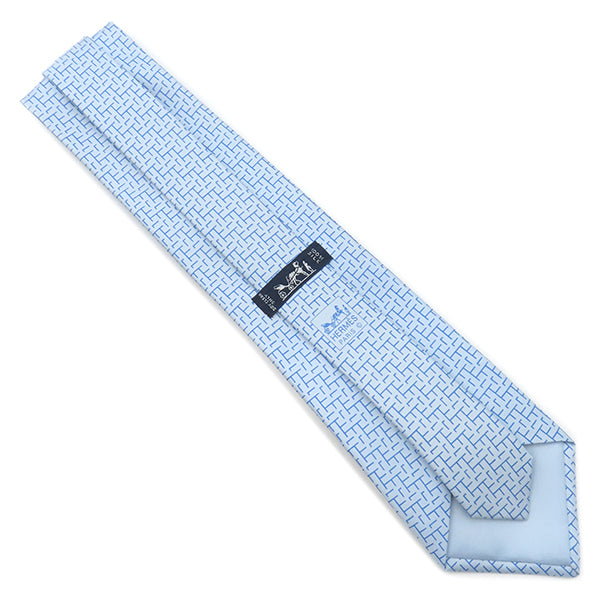 エルメス HERMES 総柄 9.5cm ブルー シルク ネクタイ 水色 クラバット