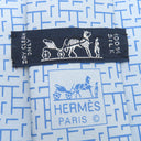 エルメス HERMES 総柄 9.5cm ブルー シルク ネクタイ 水色 クラバット Hロゴ