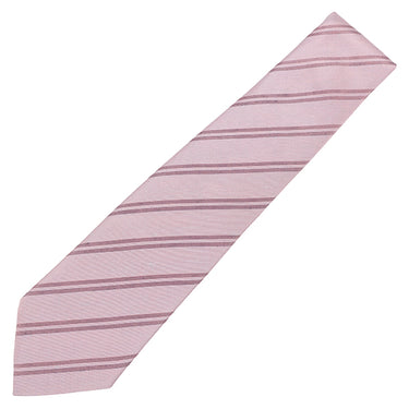 エルメス HERMES シルクタイ 9cm ローズ×マリン シルク 絹 60％ 麻 40％ ネクタイ ストライプ