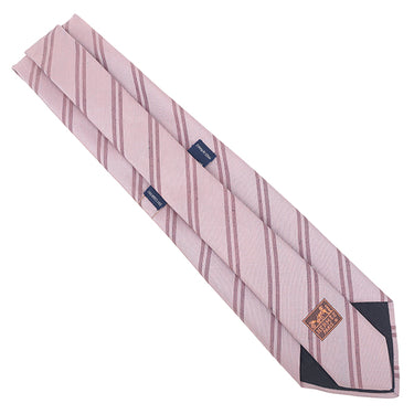 エルメス HERMES シルクタイ 9cm ローズ×マリン シルク 絹 60％ 麻 40％ ネクタイ ストライプ