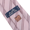 エルメス HERMES シルクタイ 9cm ローズ×マリン シルク 絹 60％ 麻 40％ ネクタイ ストライプ