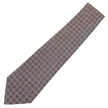 エルメス HERMES シルクタイ 銀座店限定 9cm ブラウン シルク ネクタイ L'AIR DE GINZA グリッド