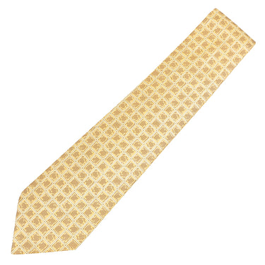 エルメス HERMES シルクタイ 銀座店限定 9cm イエロー シルク ネクタイ L'AIR DE GINZA グリッド