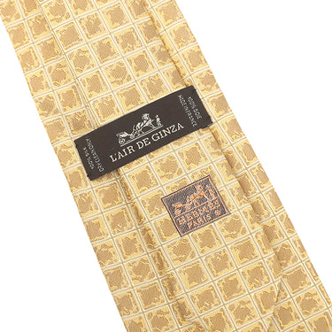 エルメス HERMES シルクタイ 銀座店限定 9cm イエロー シルク ネクタイ L'AIR DE GINZA グリッド