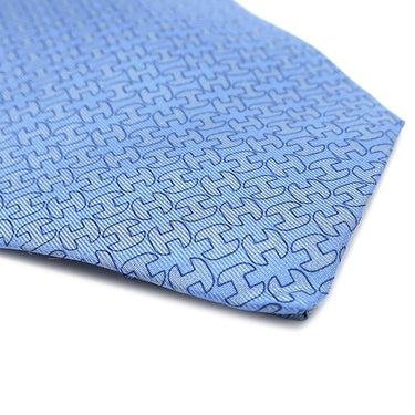 エルメス HERMES シルクタイ 9cm ブルー シルク ネクタイ H柄