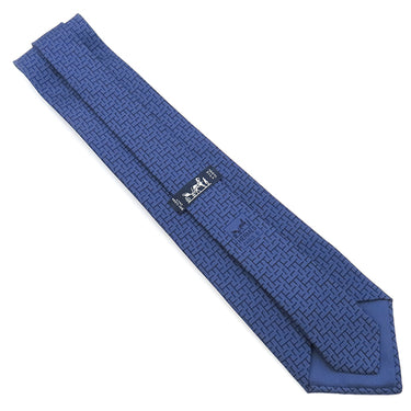 エルメス HERMES 総柄 9.5cm ブルー シルク ネクタイ 青 紺 クラバット Hロゴ
