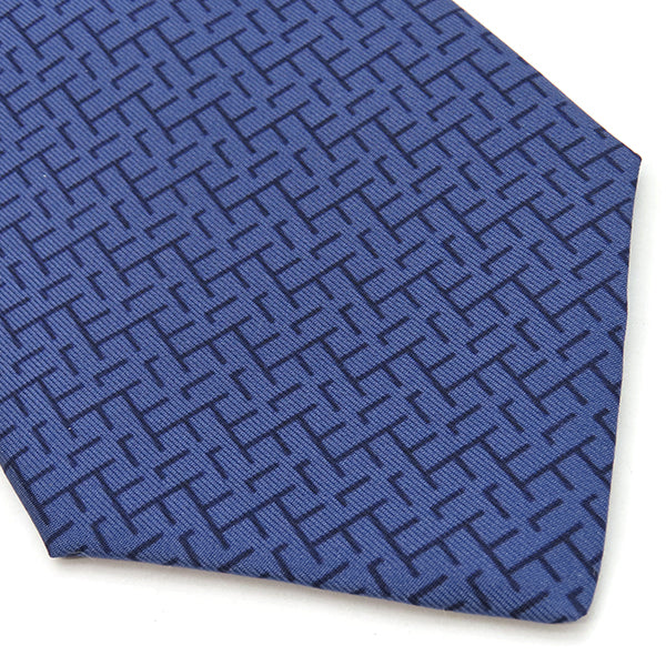 エルメス HERMES 総柄 9.5cm ブルー シルク ネクタイ 青 紺 クラバット