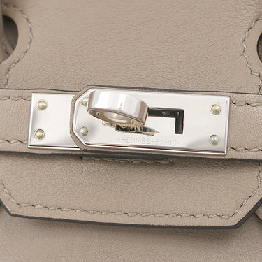 エルメス HERMES バーキン25 グリアスファルト ヴォースイフト ハンドバッグ シルバー金具 グレージュ