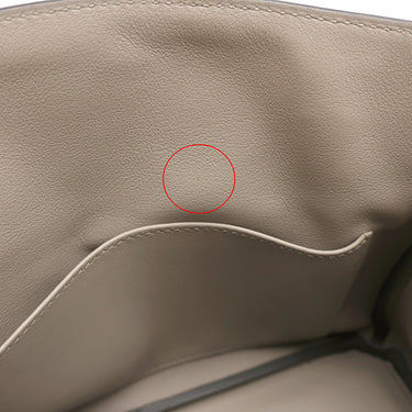 エルメス HERMES バーキン25 グリアスファルト ヴォースイフト ハンドバッグ シルバー金具 グレージュ