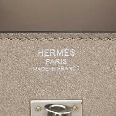 エルメス HERMES バーキン25 グリアスファルト ヴォースイフト ハンドバッグ シルバー金具 グレージュ