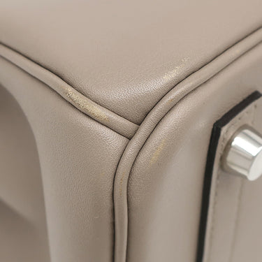エルメス HERMES バーキン25 グリアスファルト ヴォースイフト ハンドバッグ シルバー金具 グレージュ