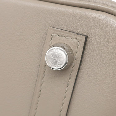 エルメス HERMES バーキン25 グリアスファルト ヴォースイフト ハンドバッグ シルバー金具 グレージュ