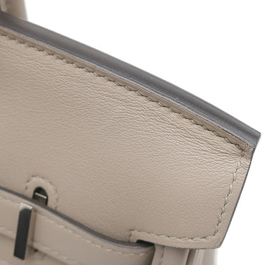 エルメス HERMES バーキン25 グリアスファルト ヴォースイフト ハンドバッグ シルバー金具 グレージュ