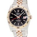 腕時計 ロレックス ROLEX デイトジャスト ターノグラフ 116261 自動巻き メンズ D番 K18エバーローズゴールド×SS コンビ 黒 バー