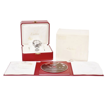 腕時計 カルティエ Cartier パシャ シータイマー クロノグラフ W31089M7 自動巻き メンズ シルバー デイト 逆回転防止ベゼル