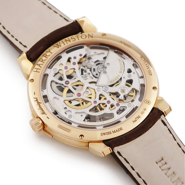 腕時計 ハリーウィンストン Harry Winston ミッドナイト スケルトン MIDAHM42RR001 自動巻き メンズ K18RG無垢 シースルー