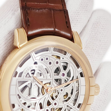 腕時計 ハリーウィンストン Harry Winston ミッドナイト スケルトン MIDAHM42RR001 自動巻き メンズ K18RG無垢 シースルー