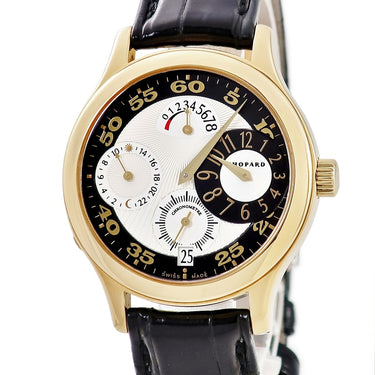 腕時計 ショパール CHOPARD L.C.U. クアトロ レギュレーター 16/1874 手巻き メンズ K18YG無垢 デイト ギヨシェ ブラック 限定