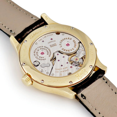 腕時計 ショパール CHOPARD L.C.U. クアトロ レギュレーター 16/1874 手巻き メンズ K18YG無垢 デイト ギヨシェ ブラック 限定