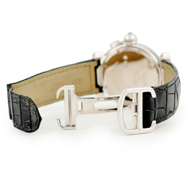 腕時計 カルティエ Cartier パシャ 32ｍｍ WJ123221 クオーツ レディース K18WG無垢 純正ダイヤ シェル 青針 アラビア