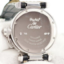 腕時計 カルティエ Cartier パシャ 32ｍｍ WJ123221 クオーツ レディース K18WG無垢 純正ダイヤ シェル 青針 アラビア