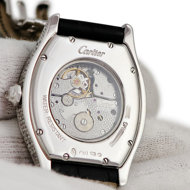 腕時計 カルティエ Cartier トーチュ LM WA504351 手巻き メンズ K18WG無垢 純正ダイヤ シルバー ギョウシェ 青針 ローマン