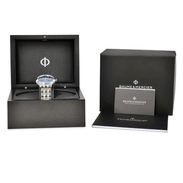 腕時計 ボーム&メルシエ BAUME&MERCIER クリフトン ボーマティック COSC M0A10468 自動巻き メンズ 新品同様 ブルー バー デイト