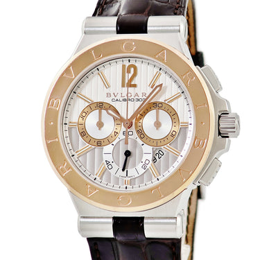 腕時計 ブルガリ BVLGARI ディアゴノ カリブロ303 クロノグラフ DGP42SGCH DG42C6SPGLDCH 自動巻き メンズ K18PG×SS コンビ