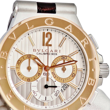 腕時計 ブルガリ BVLGARI ディアゴノ カリブロ303 クロノグラフ DGP42SGCH DG42C6SPGLDCH 自動巻き メンズ K18PG×SS コンビ
