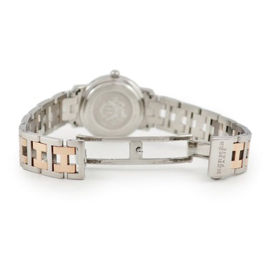 腕時計 エルメス HERMES クリッパー ナクレ CL4.221 クオーツ レディース ピンクゴールドGP×SS コンビ シェル アラビア デイト