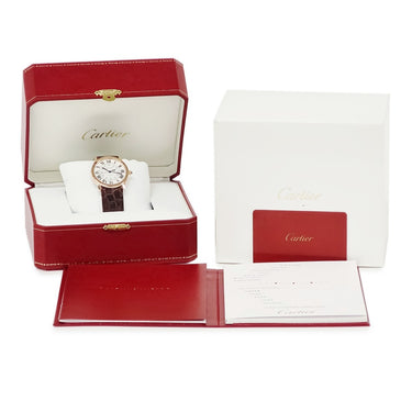 腕時計 カルティエ Cartier ロンドソロ ドゥ カルティエ W2RN0008 自動巻き メンズ K18PG×SS コンビ ローマン 青針 シルバー