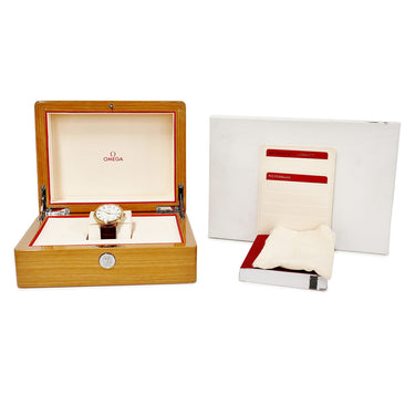 腕時計 オメガ OMEGA デ ヴィル プレステージ CO-AXIAL 50周年記念 424.53.40.20.04.004 自動巻き メンズ K18RG無垢 白 デイト