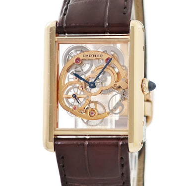 腕時計 カルティエ Cartier タンク ルイ カルティエ サファイア スケルトン WHTA0002 手巻き メンズ K18PG無垢 角型