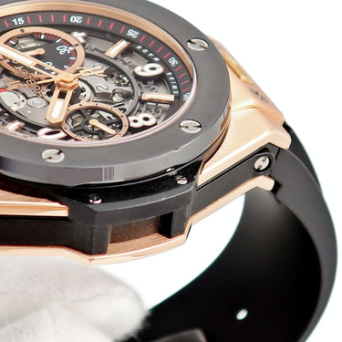 腕時計 ウブロ HUBLOT ビッグバン ウニコ キングゴールド セラミック 411.OM.1180.RX 自動巻き メンズ K18KG×Ti スケルトン