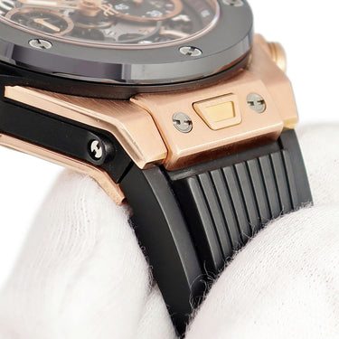 腕時計 ウブロ HUBLOT ビッグバン ウニコ キングゴールド セラミック 411.OM.1180.RX 自動巻き メンズ K18KG×Ti スケルトン