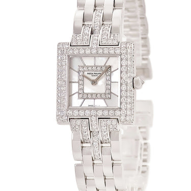 腕時計 パテックフィリップ PATEK PHILIPPE ゴンドーロ 4874/2G-010 クオーツ レディース K18WG無垢 純正ダイヤ シェル スクエア