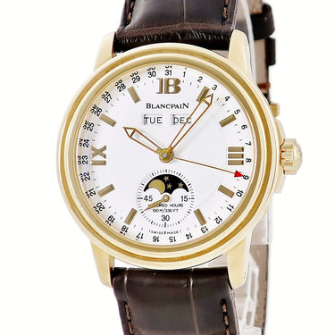 腕時計 ブランパン BLANCPAIN レマン トリプルカレンダー ムーンフェイズ 2763-1418A-53B 自動巻き メンズ K18YG無垢 白 ラウンド