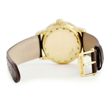 腕時計 ブランパン BLANCPAIN レマン トリプルカレンダー ムーンフェイズ 2763-1418A-53B 自動巻き メンズ K18YG無垢 白 ラウンド