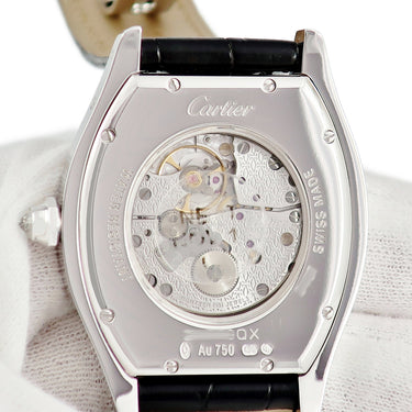 腕時計 カルティエ Cartier トーチュ LM WA503851 手巻き メンズ レディース K18WG無垢 純正ダイヤ トノウ ギヨシェ ローマン 青針