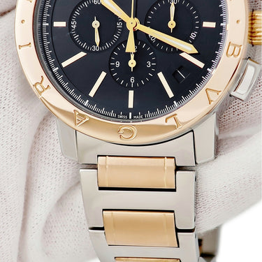 腕時計 ブルガリ BVLGARI ブルガリブルガリ クロノグラフ BB41SPGCH 自動巻き メンズ K18PG×SS コンビ ブラック 黒 デイト