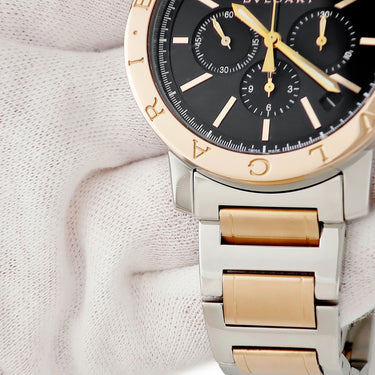 腕時計 ブルガリ BVLGARI ブルガリブルガリ クロノグラフ BB41SPGCH 自動巻き メンズ K18PG×SS コンビ ブラック 黒 デイト