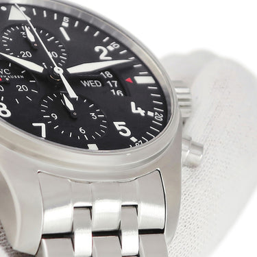 腕時計 IWC IWC パイロットウォッチ クロノグラフ IW377704 自動巻き メンズ ブラック デイデイト スモセコ アラビア ラウンド
