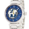 腕時計 ルイヴィトン LOUIS VUITTON タンブール ワールドタイマー Q1055A 自動巻き メンズ デイト GMT ブルー 地球